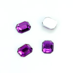 Plastic Flat Back Foiled Rose Cut Rhinestone - Cushion Octagon 10x8MM AMETHYST