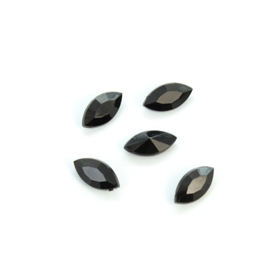 Plastic Point Back Opaque Stone - Navette 10x5MM JET