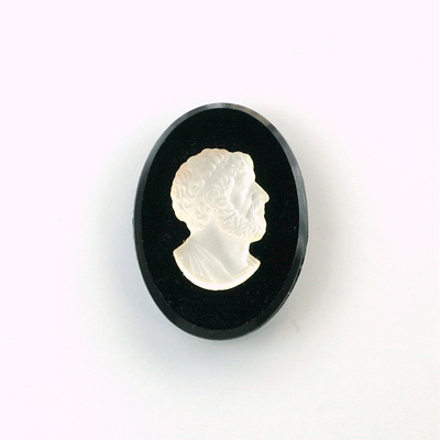 Czech Glass Flat Back Cameo Anakreon - Oval 25x18MM MATTE CRYSTAL ON JET