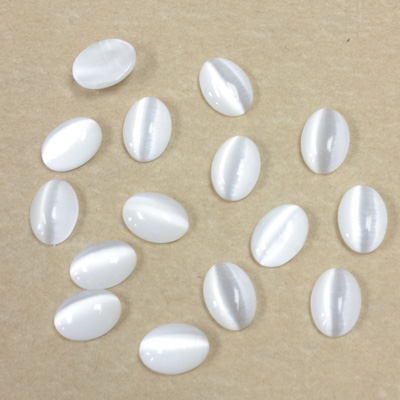 Fiber-Optic Cabochon - Oval 07x5MM CAT'S EYE WHITE