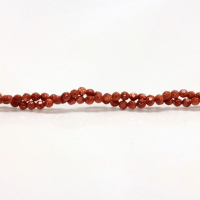 Man-made Bead - Faceted Round 03MM BROWN GOLDSTONE