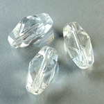 Plastic Bead -  Faceted Fancy Stone -22x10MM CRYSTAL