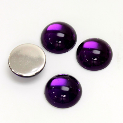 Plastic Flat Back Foiled Cabochon - Round 13MM AMETHYST