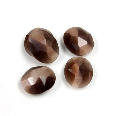 Fiber-Optic Flat Back Cabochon - Rauten Rose Oval 12x10MM CAT'S EYE BROWN