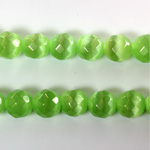 Fiber Optic Synthetic Cat's Eye Bead - Round Faceted 08MM CAT'S EYE LT GREEN