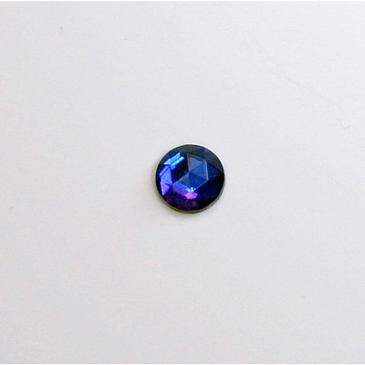 Glass Flat Back Foiled Rauten Rose - Round 07MM BERMUDA BLUE Coated