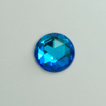 Glass Flat Back Foiled Rauten Rose - Round 15MM BERMUDA BLUE