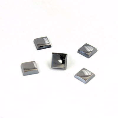 Czech Glass Low Dome Buff Top Cabochon - Square 06x6MM HEMATITE