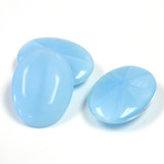 Glass Point Back Buff Top Stone Opaque Doublet - Oval 18x13MM AQUA MOONSTONE