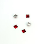 Plastic Flat Back Foiled Rose Cut Rhinestone - Square 04x4MM RUBY