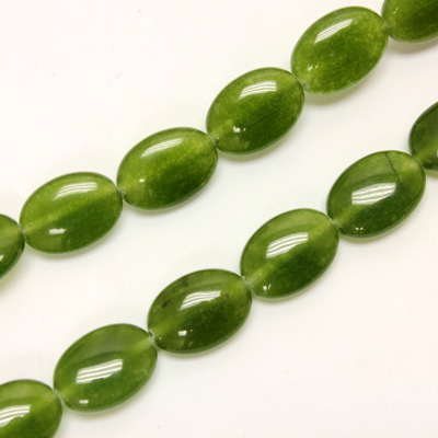 Gemstone Bead - Smooth Flat Oval 14x10MM Dyed QUARTZ Col. 23 TAIWAN JADE