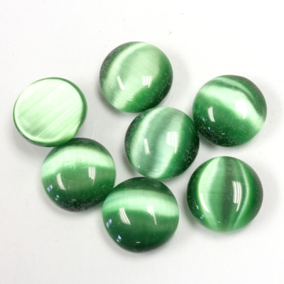 Fiber-Optic Cabochon - Round 11MM CAT'S EYE GREEN