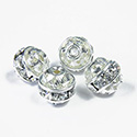 Metal Fancy Rhinestone Ball 9MM CRYSTAL-SILVER