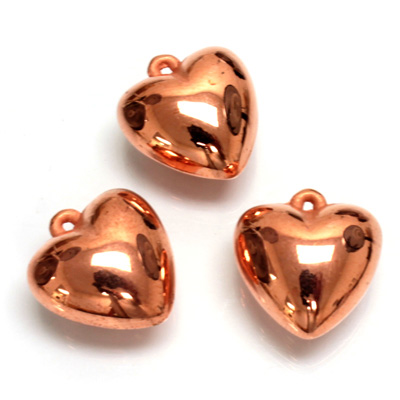 Metalized Plastic Pendant- Smooth Heart 18MM COPPER