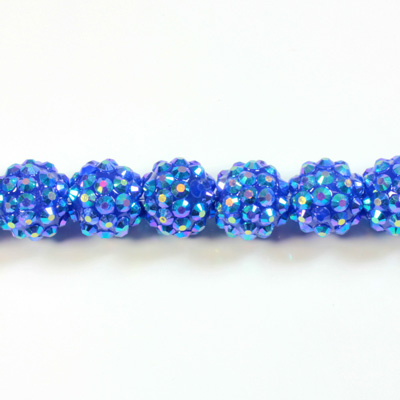 Acrylic Rhinestone Bead with 2MM Hole Resin Base - 14MM SAPPHIRE