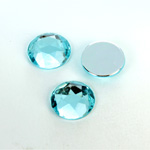 Plastic Flat Back Foiled Rose Cut Rhinestone - Round 15MM LT AQUA