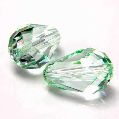 Preciosa Crystal Bead - Pear 15x10MM LT GREEN