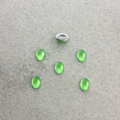 Plastic Flat Back Foiled Cabochon - Oval 06x4MM MATTE PERIDOT