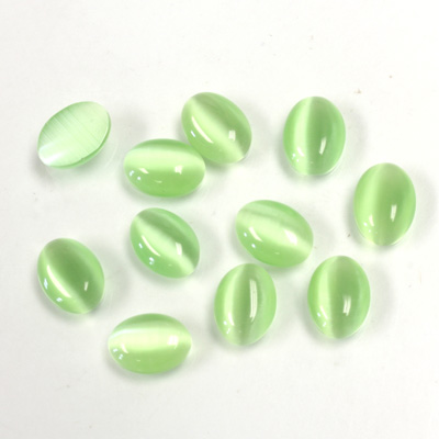 Fiber-Optic Cabochon - Oval 08x6MM CAT'S EYE LT GREEN