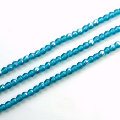 Czech Pressed Glass Bead - Smooth Round 03MM CAPRI BLUE AB