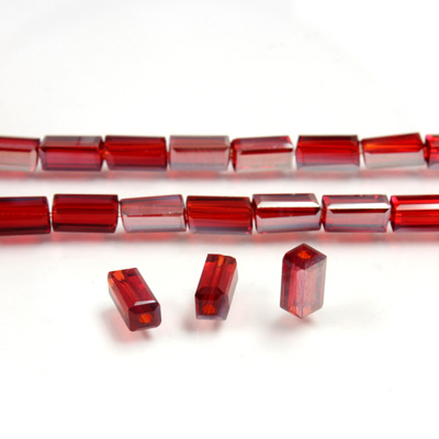 Chinese Cut Crystal Bead - Rectangle 06.5x3.5MM DARK RUBY LUMI COAT