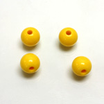 Plastic Bead - Opaque Color Smooth Large Hole - Round 10MM BRIGHT YELLOW