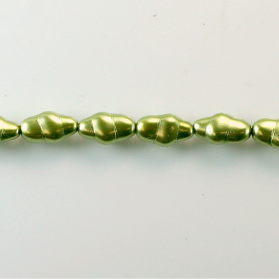 Czech Glass Pearl Bead - Baroque Oblong 13x7 DARK OLIVE 70458