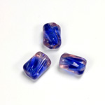 Czech Pressed Glass Bead - 2-Color Smooth Twisted 12x9MM ROSE-SAPPHIRE