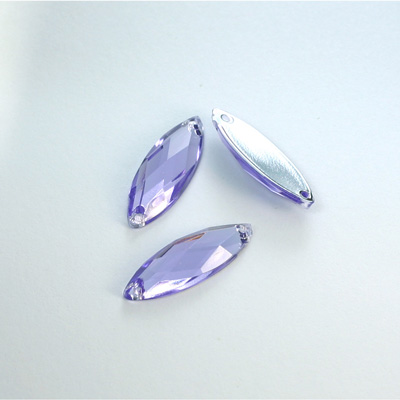 Plastic Flat Back 2-Hole Foiled Sew-On Stone - Navette 20x7MM TANZANITE