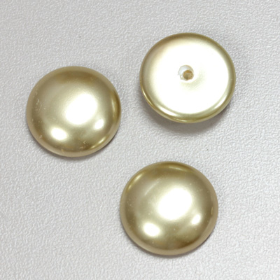 Glass Medium Dome Pearl Dipped Cabochon - Round 18MM LIGHT OLIVE