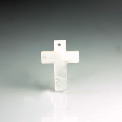 Shell Pendant - Smooth Flat Cross 18x13MM WHITE MOP