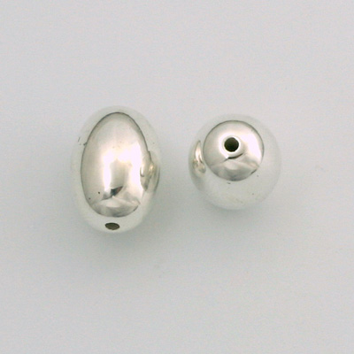 Metalized Plastic Smooth Bead - Oval 14x10MM SILVER