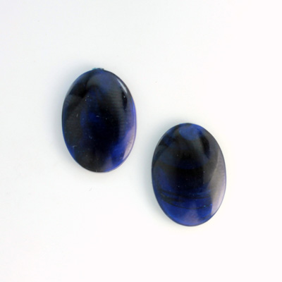 German Plastic Flat Back Buff Top Cabochon - Oval 18x13MM LAPIS MATRIX