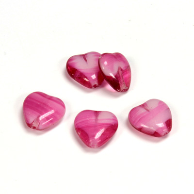 Czech Pressed Glass Bead - Smooth Heart 12x11MM PORPHYR ROSE