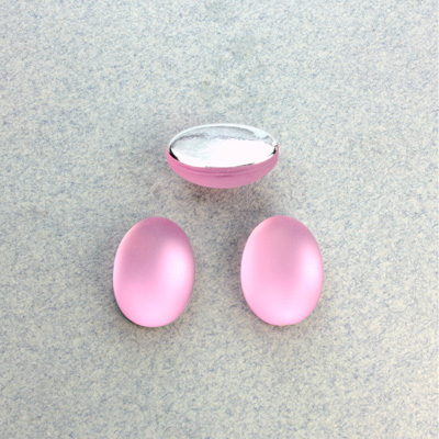 Plastic Flat Back Foiled Cabochon - Oval 14x10MM MATTE ROSE