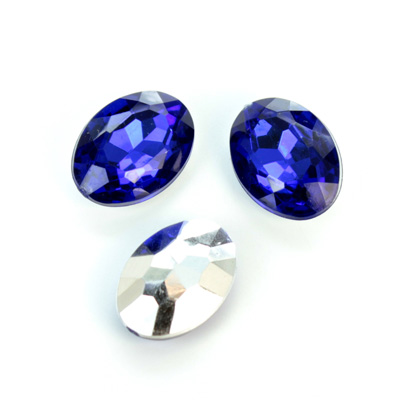 Plastic Point Back Foiled Stone - Oval 18x13MM SAPPHIRE