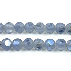 Glass 3 Cut Window Bead 06MM HELIO BLUE with FROST FINISH