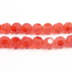 Glass 3 Cut Window Bead 06MM RUBY with FROST FINISH