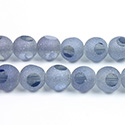 Glass 3 Cut Window Bead 08MM HELIO BLUE with FROST FINISH