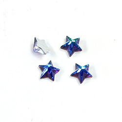 Glass Flat Back Faceted Star Shape - 08MM BERMUDA BLUE Foiled