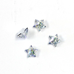 Glass Flat Back Faceted Star Shape - 08MM CRYSTAL AB Foiled