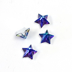 Glass Flat Back Faceted Star Shape - 10MM BERMUDA BLUE Foiled