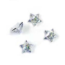 Glass Flat Back Faceted Star Shape - 10MM CRYSTAL AB Foiled