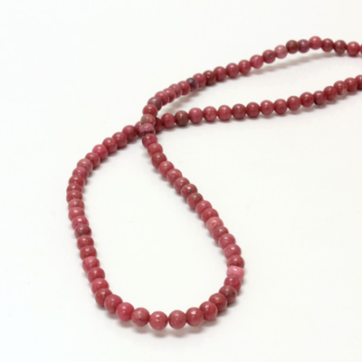 Gemstone Bead - Smooth Round 04MM RHODONITE