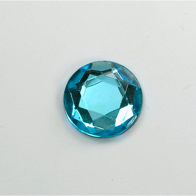 Glass Flat Back Rose Cut Fancy Foiled Stone - Round 15MM AQUA