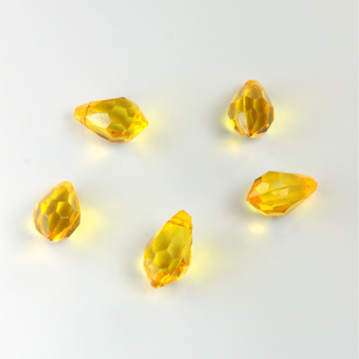 German Plastic Pendant - Transparent Faceted Drop 10x6MM TOPAZ