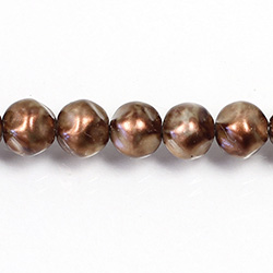 Czech Glass Pearl Bead - Baroque Round 08MM PATINA COPPER 84193