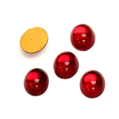 Glass Medium Dome Foiled Cabochon - Oval 12x10MM RUBY