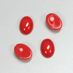 Plastic Flat Back Opaque Cabochon - Oval 14x10MM RED