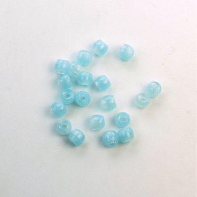 Czech Pressed Glass Large Hole Bead - Round 04MM MOONSTONE AQUA